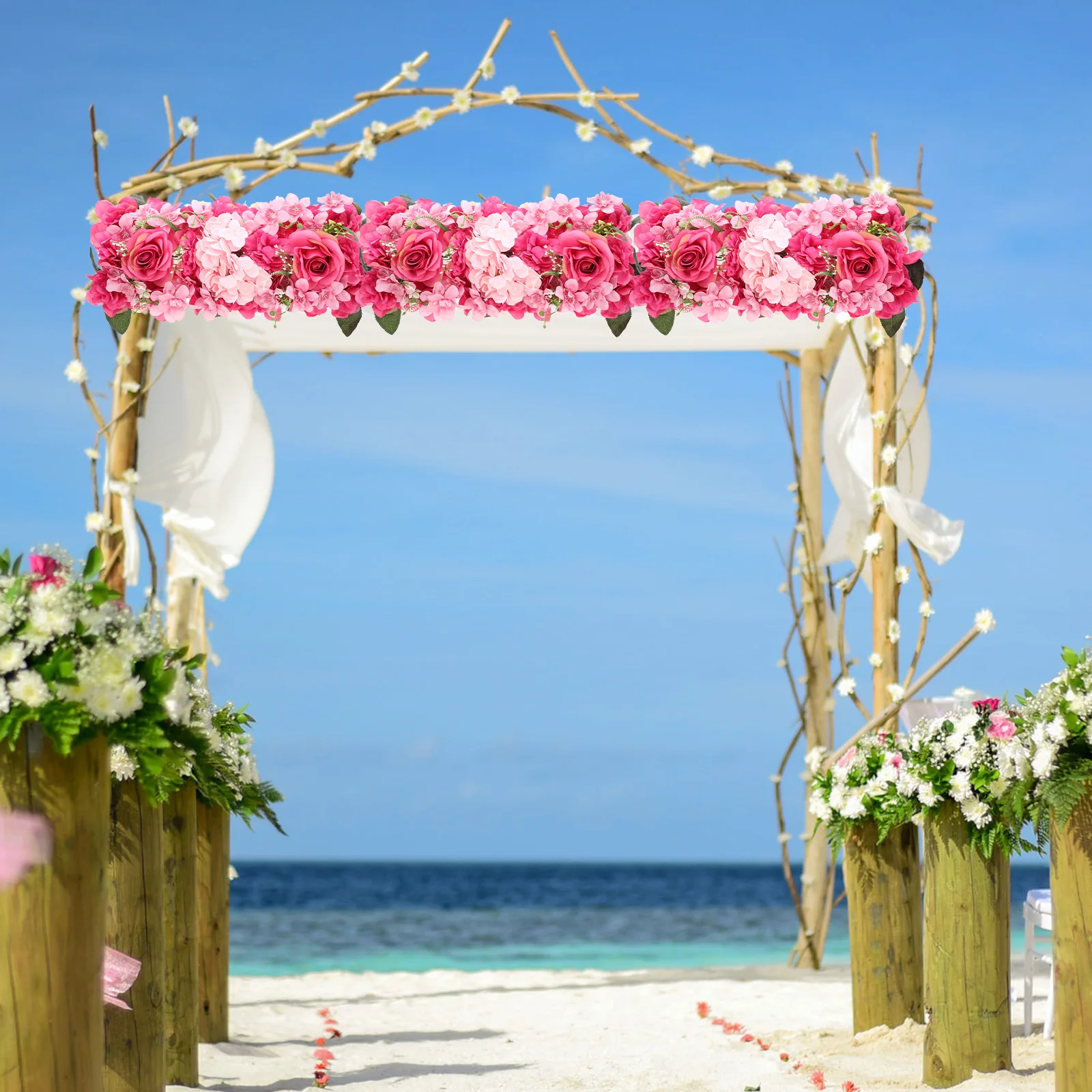 

Simulation Flower Arrangement Pink Artificial Wedding Flowers Decor Silk Rose Floral Wall Panels Ornament Event Decor Fake