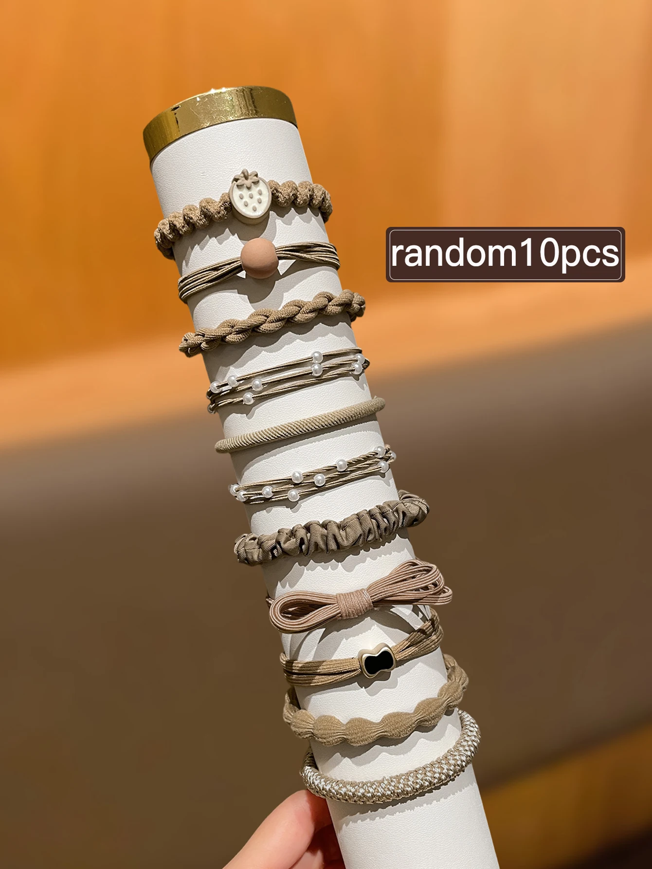 랜덤 10개 여성 스타일, 나이를 줄여주는 다용도, 높은 포니테일 머리끈, 일상 사용에 적합, 여성 헤어 액세서리