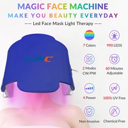 ZJKC Photon PDT Photodynamic 7 Color LED Facial Mask Nir Light Therapy Face Neck Body Skin Rejuvenation Whitening Beauty Machine