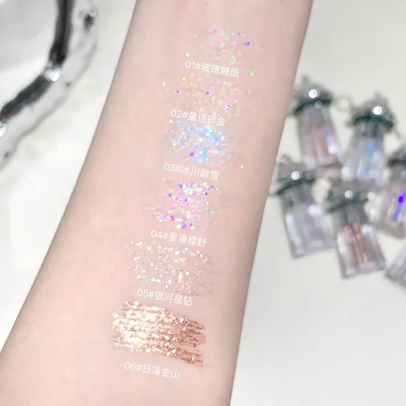 Paleta de sombras de ojos líquidas Little UFO, juego de maquillaje de larga duración y a prueba de manchas para looks glamurosos, cosméticos con purpurina para mujer