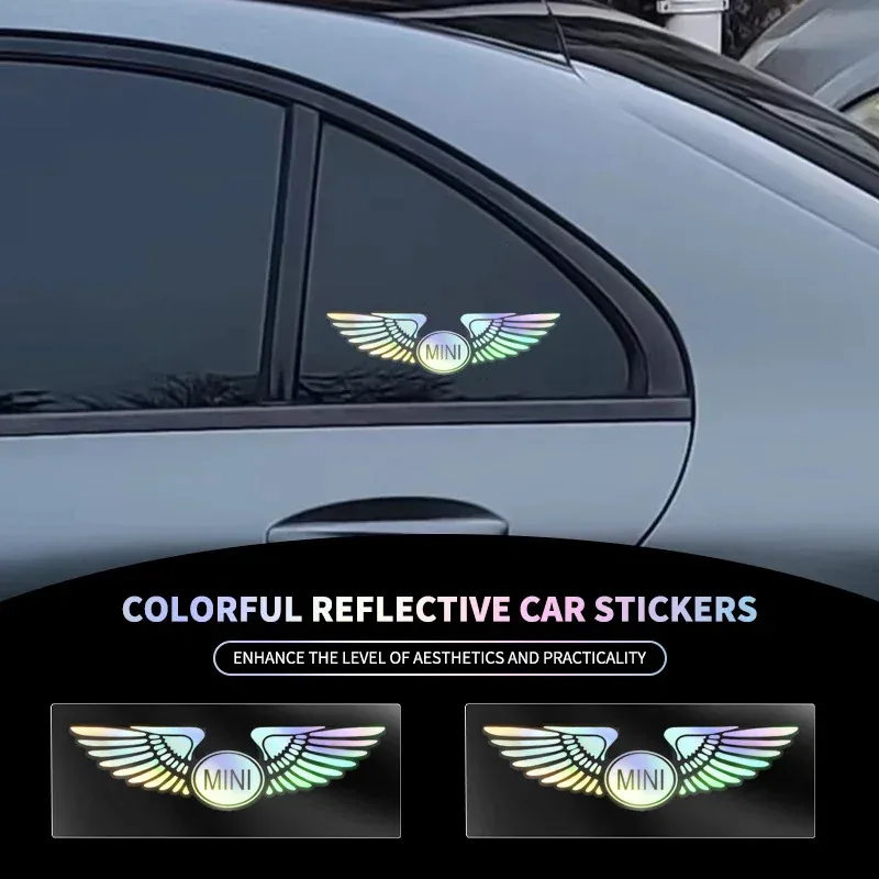 

Colorful Reflective Laser Angel Car Window Rear Trunk Rearview Mirror Sticker For MINI Cooper One S JCW R50 R56 F56 Countryman