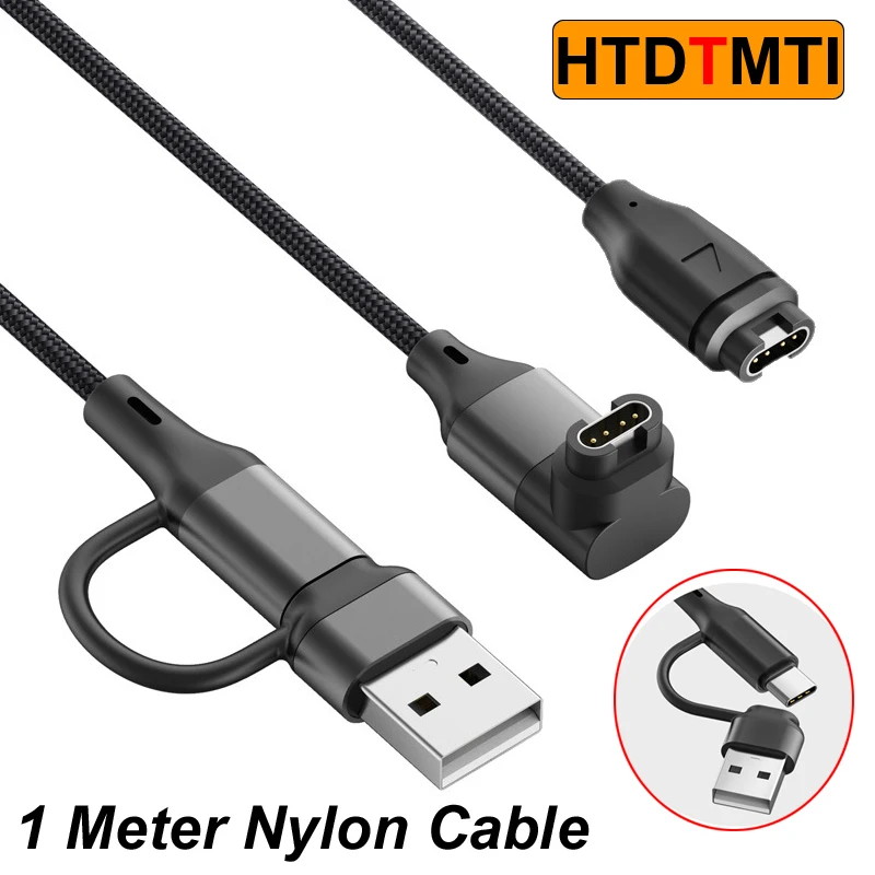 USB A TYPE-C Right angle Straight Charger Cable For Garmin Fenix 7 7S 7X 6 6S 6X 5 5X 5S Vivoactive 3 Forerunner 945 935 245 In