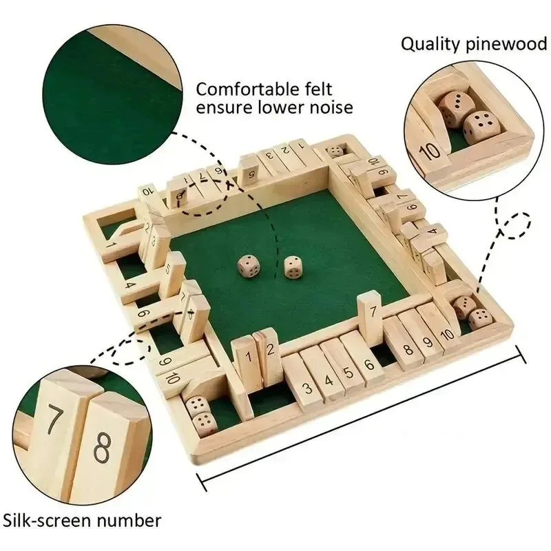 Juego de mesa de lujo de cuatro caras con 10 números, caja cerrada, dados, fiesta, Club, juegos para beber para adultos y familias