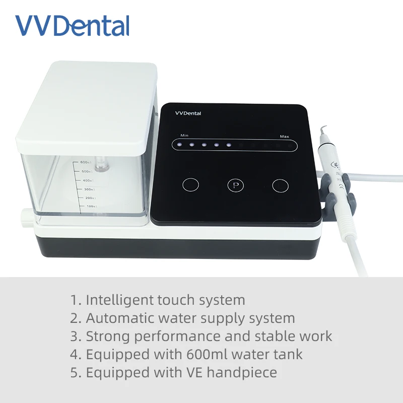 VV Dental Portable Ultrasonic Dental Scaler with Automatic Water Supply System 600ml Bottle for Removal Dental Calculus Stains