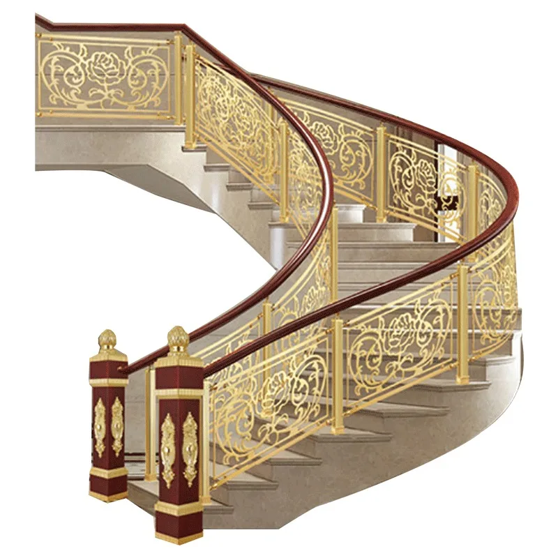 Home Villa aluminum alloy curved household stairs guardrail handrail rotating indoor European light luxury self-built house copp