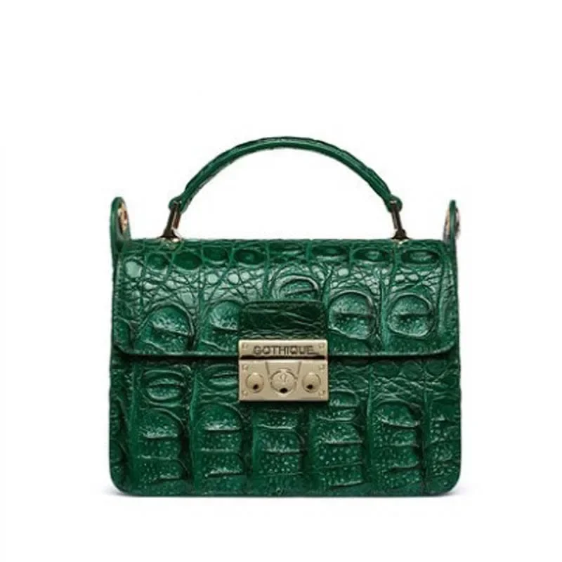 

gete 2025new New lady's bag crocodile lady's lock buckle small square bag single shoulde