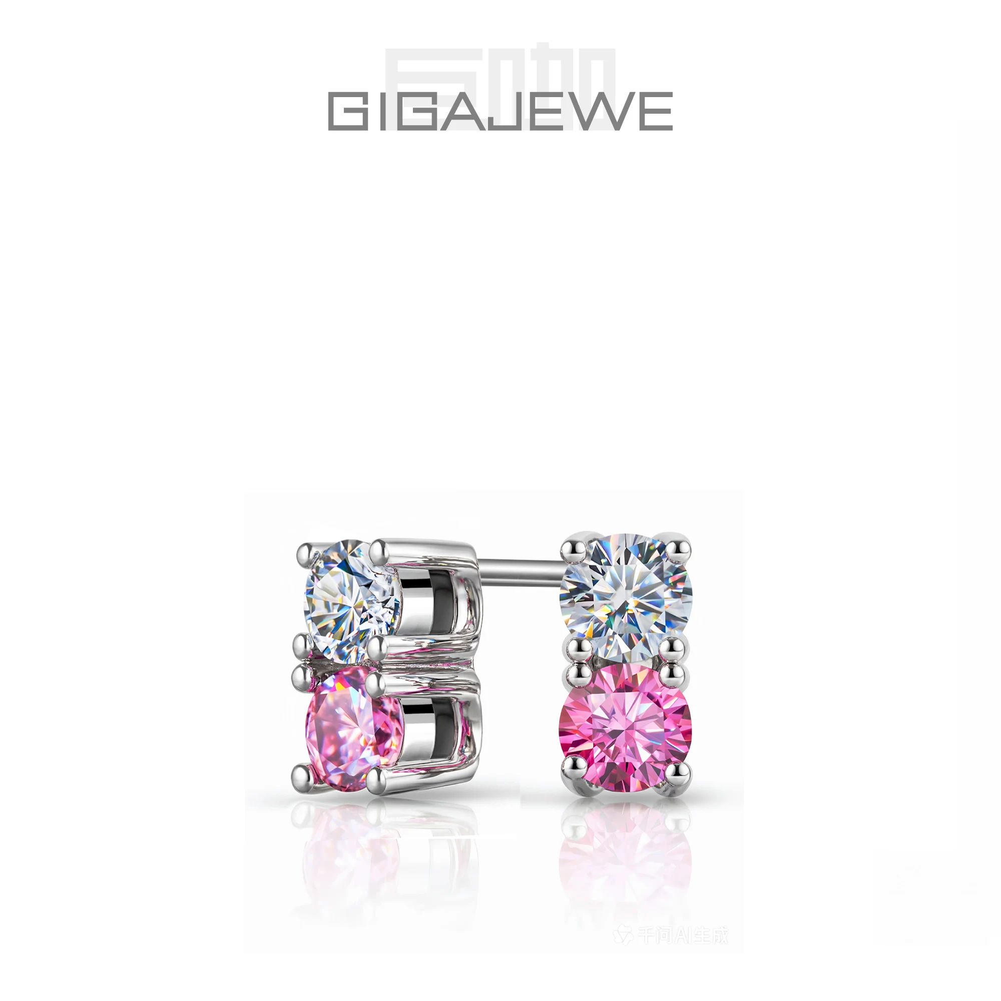 GIGAJEWE Natural Green NovaColor Pink Moissanite Earring S925 Silver 18K Gold Plated Diamond Test Passed Jewelry Woman Wife Gift