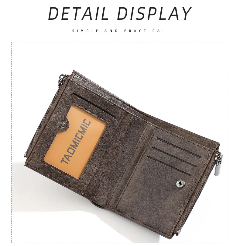 الرجال محفظة جلدية قصيرة التصميم الإبداعي أزياء عارضة طوي سستة حامل بطاقة الأعمال بالجملة