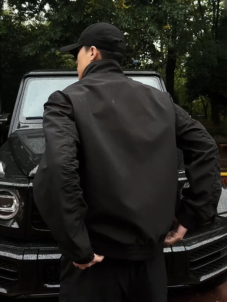 American Style Pilot Jacket Men's Spring Autumn Hard Man Shoulder Shape Stand Collar Three-Proof Downproof Coat