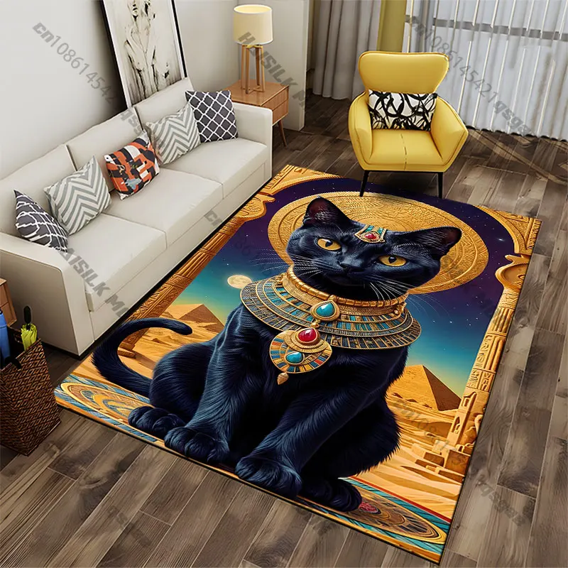 Regal cat ancient Egyptian theme carpet Yoga living room room decor children's crawling mat doormat area rug games mat