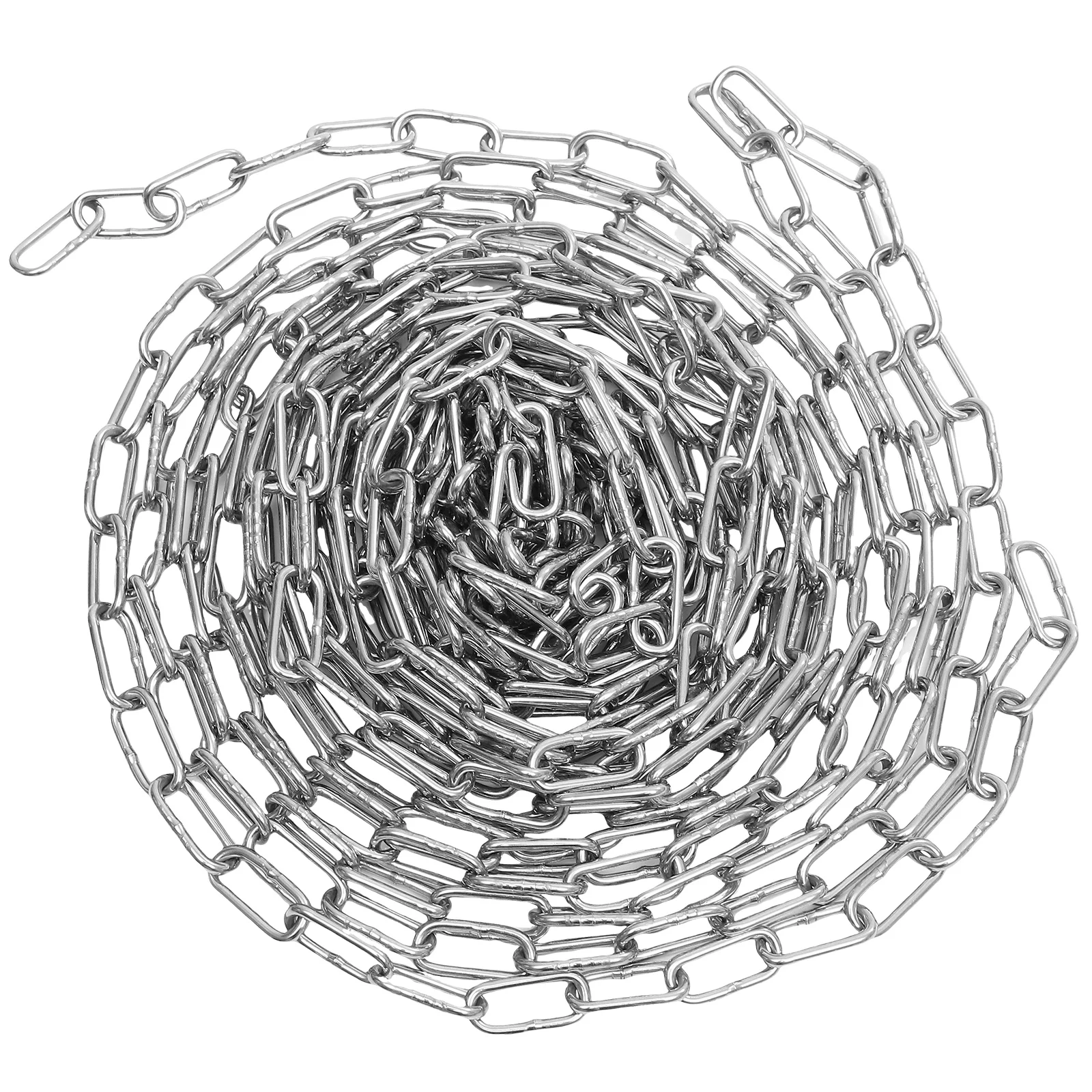 Catena in ferro zincato argento Collegamenti da 2 pollici Barriera di sicurezza resistente lunga 25 piedi per uso interno ed esterno nei marziali e supermercati