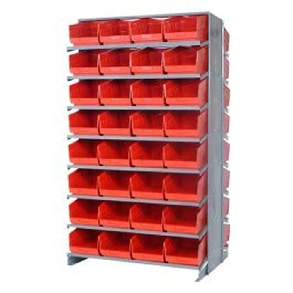 

Double-Sided Display Sloped Pick Rack Kit 800 lbs Capacity 64 Red Bins Warehouse Retail Store Organize Access Sort Commercial