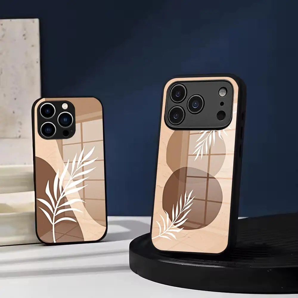 Pure color art of beautiful leaves Phone Case Tempered Glass For IPhone 17 Air 16 15 Pro Max 14 13 12 Plus Samsung phone case