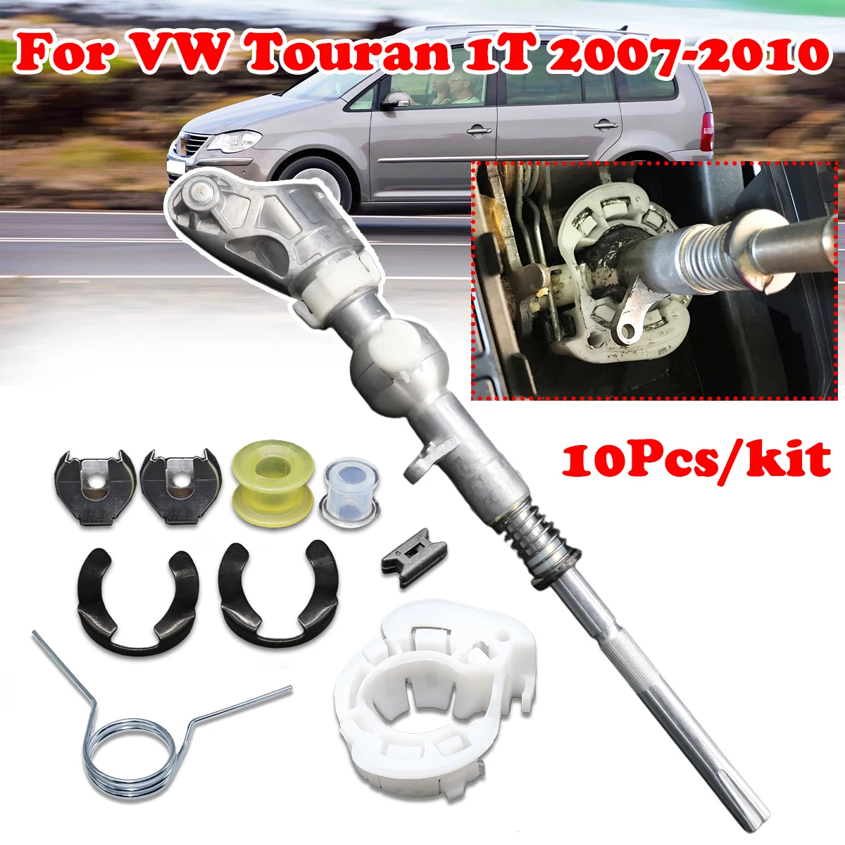 10pcs Manual Transmission Gearbox Shifter Cable Linkage Bushing Repair Kit 1K0711112B 1K0711266 For VW Touran 1T 2007 2008-2010