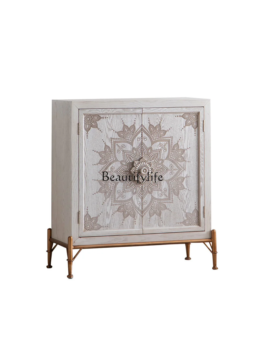 

American Light Luxury French Carved Country Style Foyer Doorway Storage Sideboard Cabinet