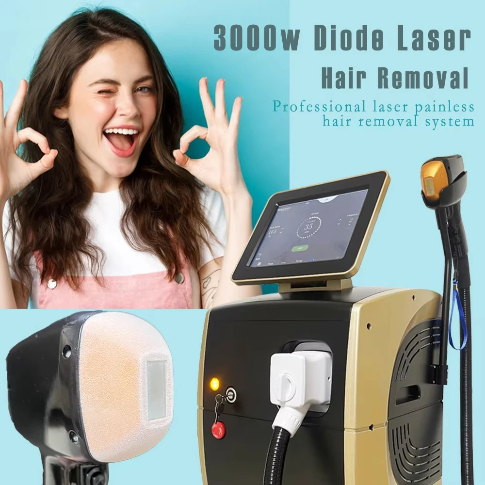 Ice Titanium Diode Laser Hair Removal Machine, Beauty Equipment, Hot Selling, 3000W, 808nm, 755nm, 1064nm, 2024