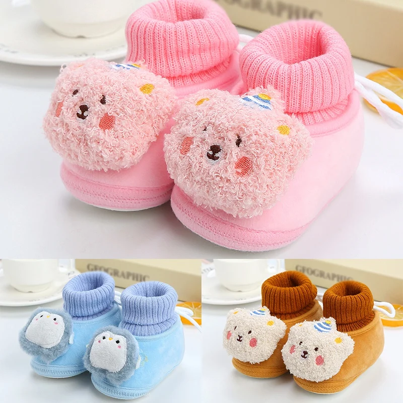 

Autumn Winter Warm Newborn Baby Boots Cute Cartoon Soft Sole First Walkers ToddlerInfant Girls Boys Shoes Antislip Booties 0-18M