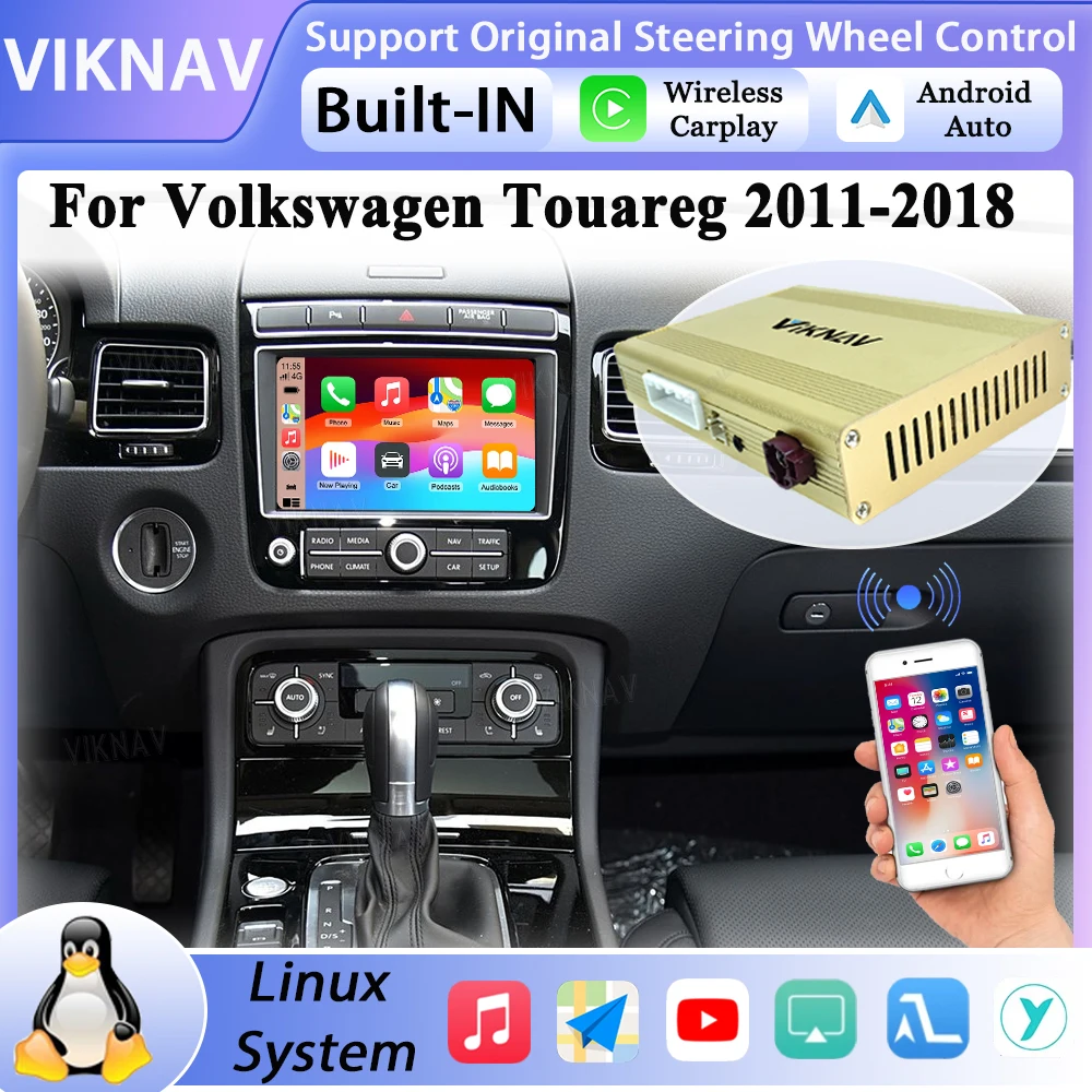 

Viknav Linux For Volkswagen Touareg 2011-2018 Touch Screen Decoder Interface Box Android Auto Wireless Carplay Multimedia Stereo