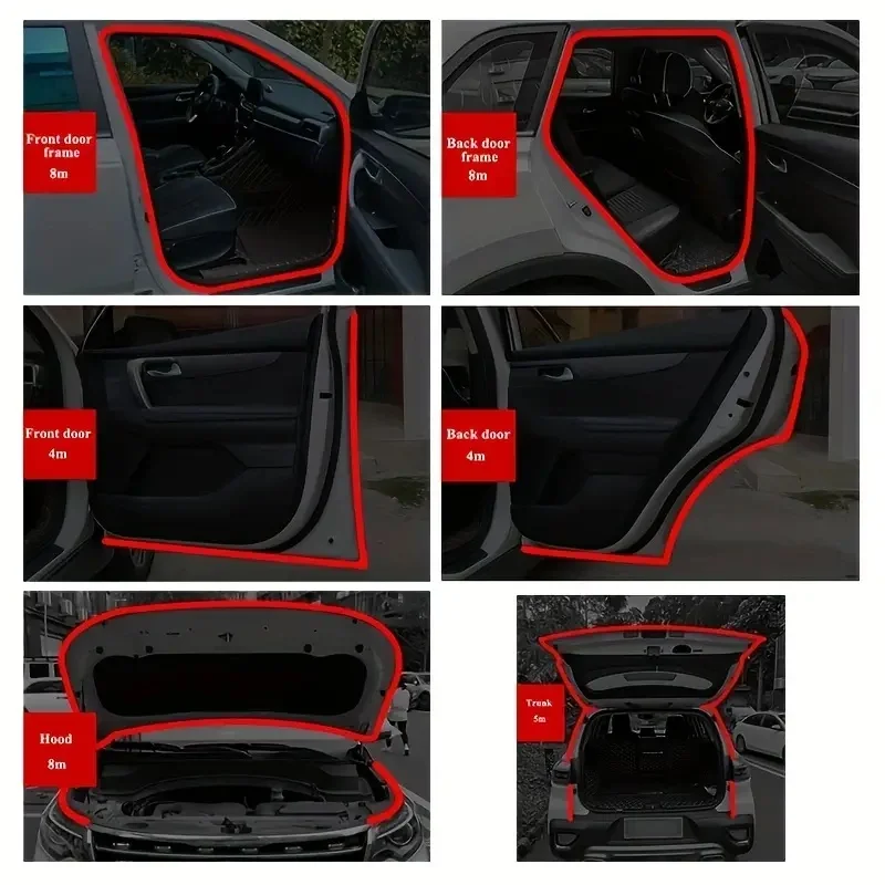 Car Door Rubber Seal Strip Double-Layer Weather Strip Auto Door/Hood/Trunk Protector Sticker Soundproof Waterproof Sealing Strip