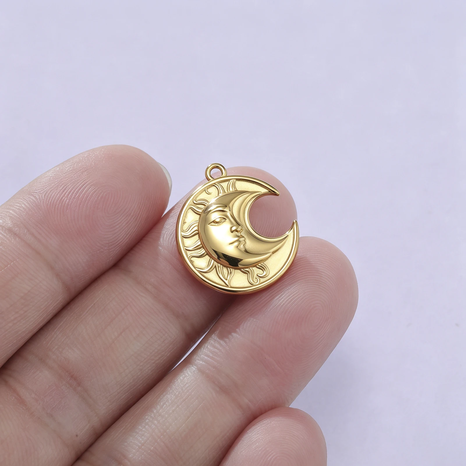 3Pcs Vintage Sun Face Crescent Moon Pendant Stainless Steel Charms for Jewelry Making DIY Necklace Earring Accessories Wholesale