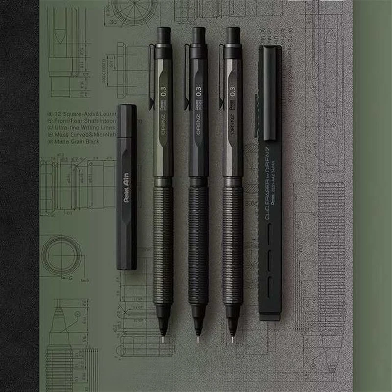 

Новая модель японского механического карандаша Pentel ORENZNERO, черный/зеленый, 0.5мм/0.3мм, для художественных работ и учебы, милые карандаши