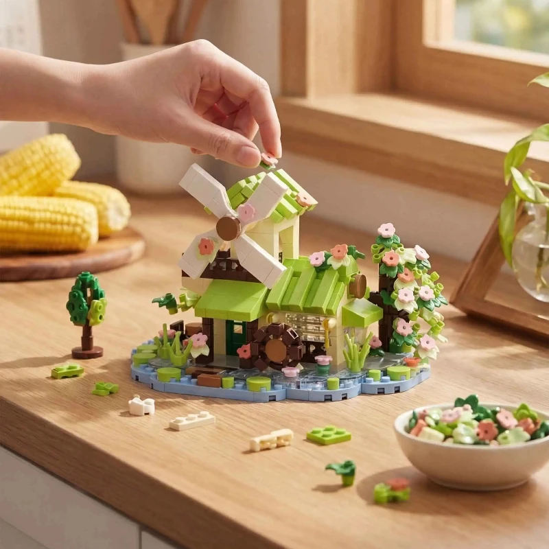 Lego Set City - 479-teiliges Mini-Bausteinset „Waldhütte“ – Stadtansicht, Gewächshaus,