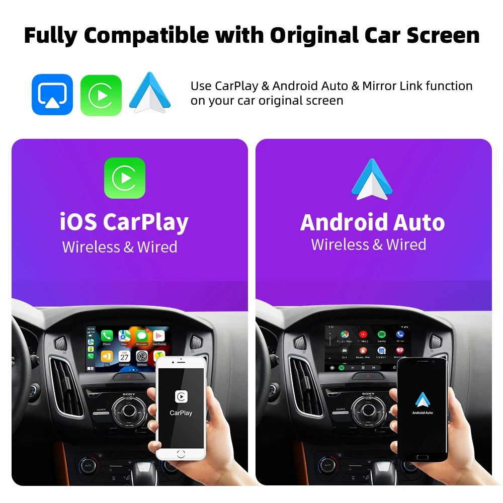 EKIY Wireless CarPlay For Ford Focus Explorer Fusion Sync 2 With Android Auto Interface Mirror Link AirPlay Car Play Functions