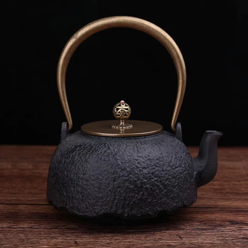 1.4 Japanese Tea Pot Exquisite Plum and Bamboo Painted Series Cast Iron Kettle Boiling Water Set  Pot view 3