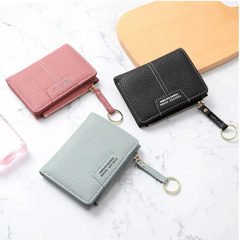 New Yellow Women Wallet Soft PU Leather Female Purse Mini Hasp Card Holder Coin Short Wallets Slim Small Purse Zipper Keychain