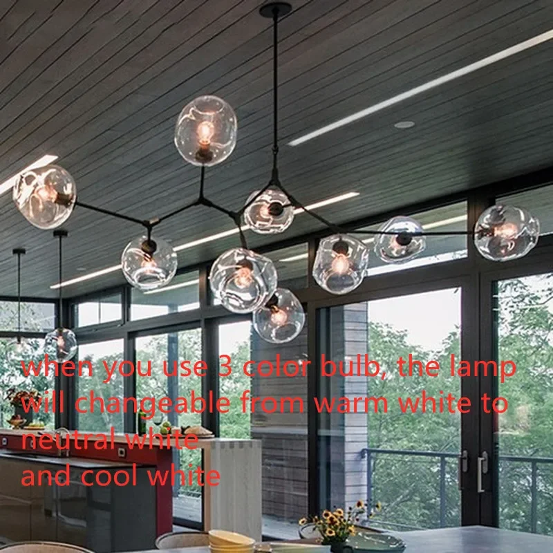 Imagem -05 - Nordic Lustres de Vidro Led Moderno Interior Lustres Teto Sala Estar Deco Iluminação Lustre Casa Luminárias Loft Pendurado Lâmpadas