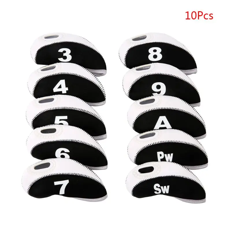 10Pcs/Set Portable Sport Neoprene Golf Club Head Cover Iron Protective Headcover