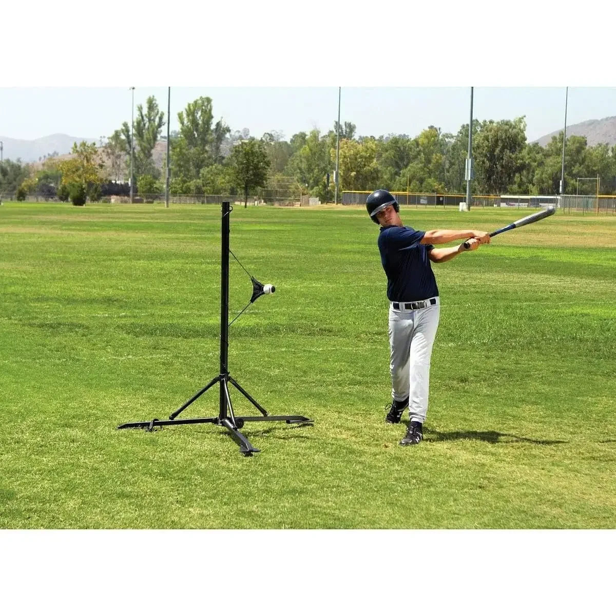 W_Portable Baseball Training-Station Swing Trainer with Stand Skeleton Pattern Golf Club Covers