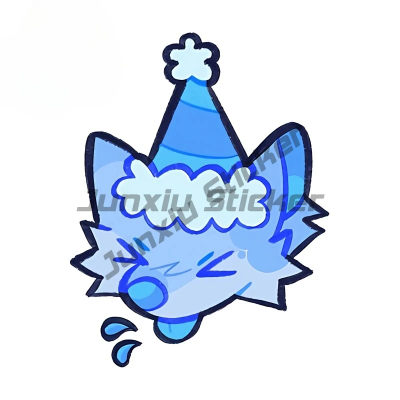 

Cute Blue Furry Wolf Car Stickers Fashion Refrigerator Windshield Decal Vinyl Racing Accessories Custom Printing