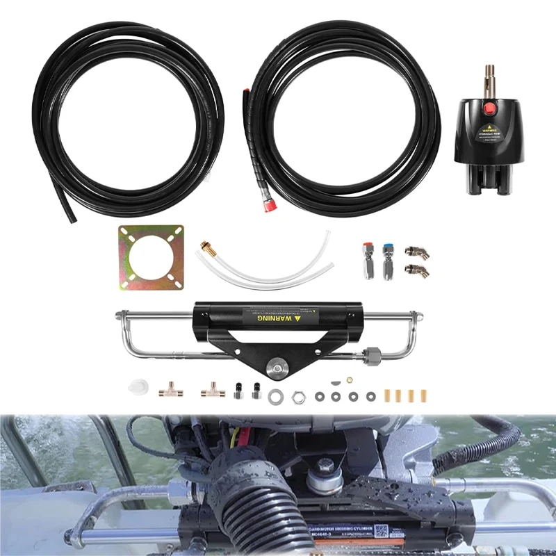 150HP Hydraulic Outboard Steering Kit Boat Marine System, Built-in Two-Way Lock Cylinder for Single-engine Use Only.