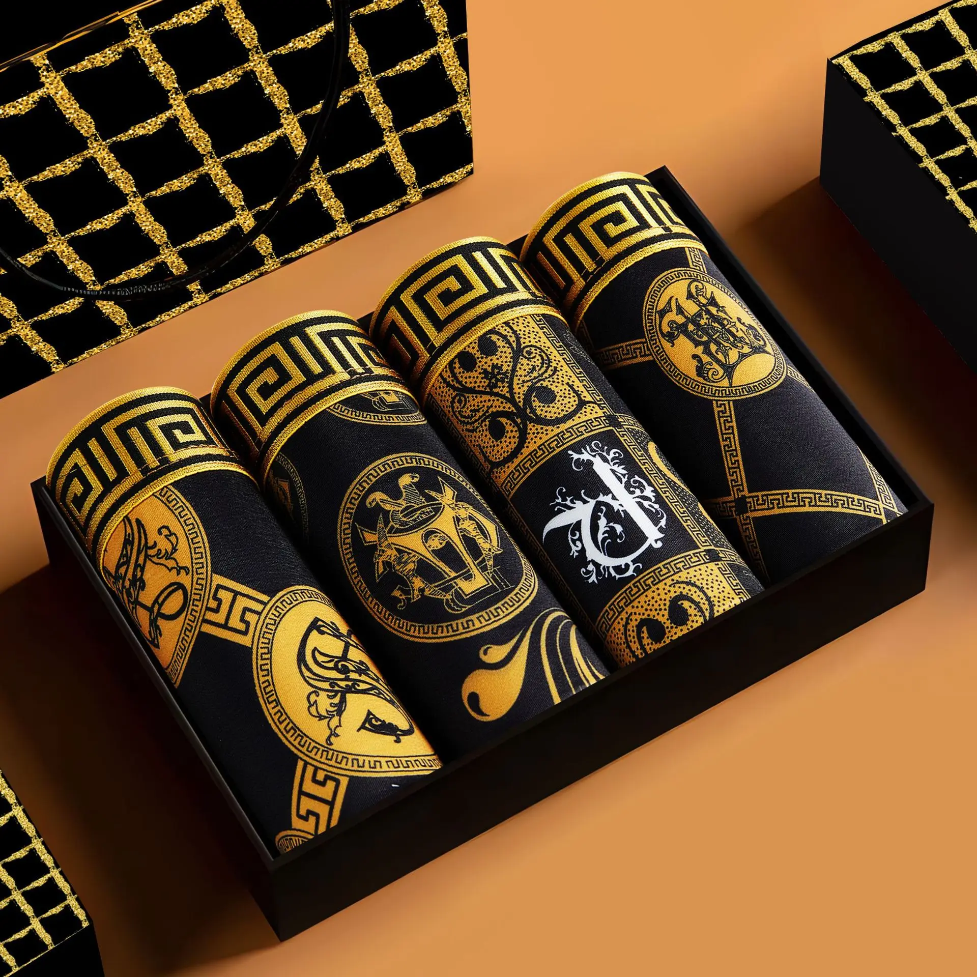 8pcs Men's Underwear  High-end Men's Boxers Briefs Breathable Comfortable Classic Trend Fashionable Casual Sports Men's Pants