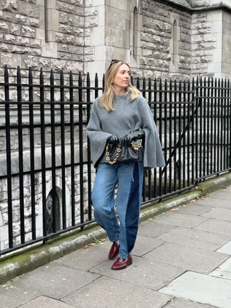 

Elegant Grey Lace-up Kintted Cardigan Lady Casual Round Neck Single Button Loose Short Sweater Women chic Commute Cardigans