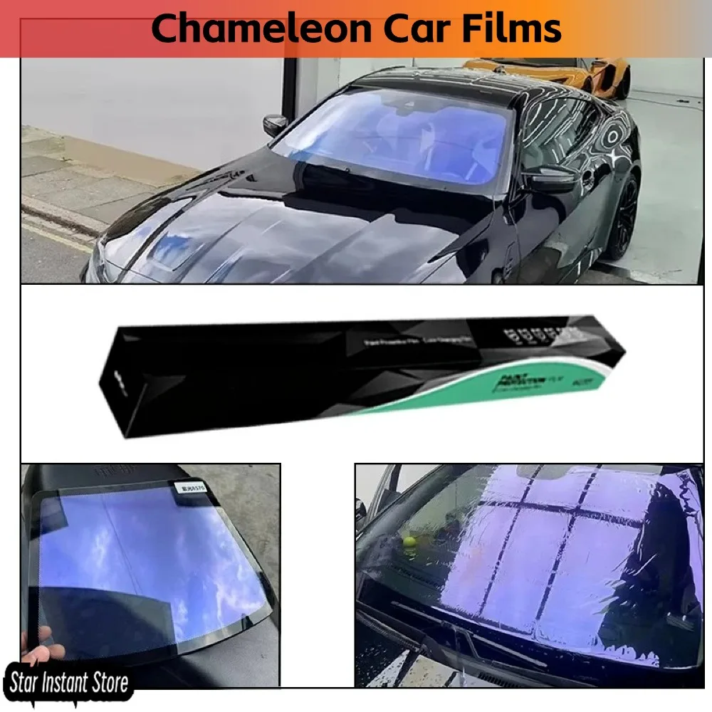 

Length30M Purple/Green/Blue/Red Chameleon VLT 60~80% Windscreen Foils Car Front Rear Window Protection Solar Tinting Film