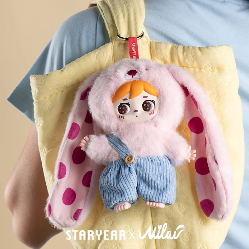 MILAI Vinyl-Gesicht, Kaninchen, Baby, Waldtiere, Puppe, lange Ohren, gefülltes Plüschtier, Sammlung mit rotierenden Augen, Kindergeburtstagsgeschenke