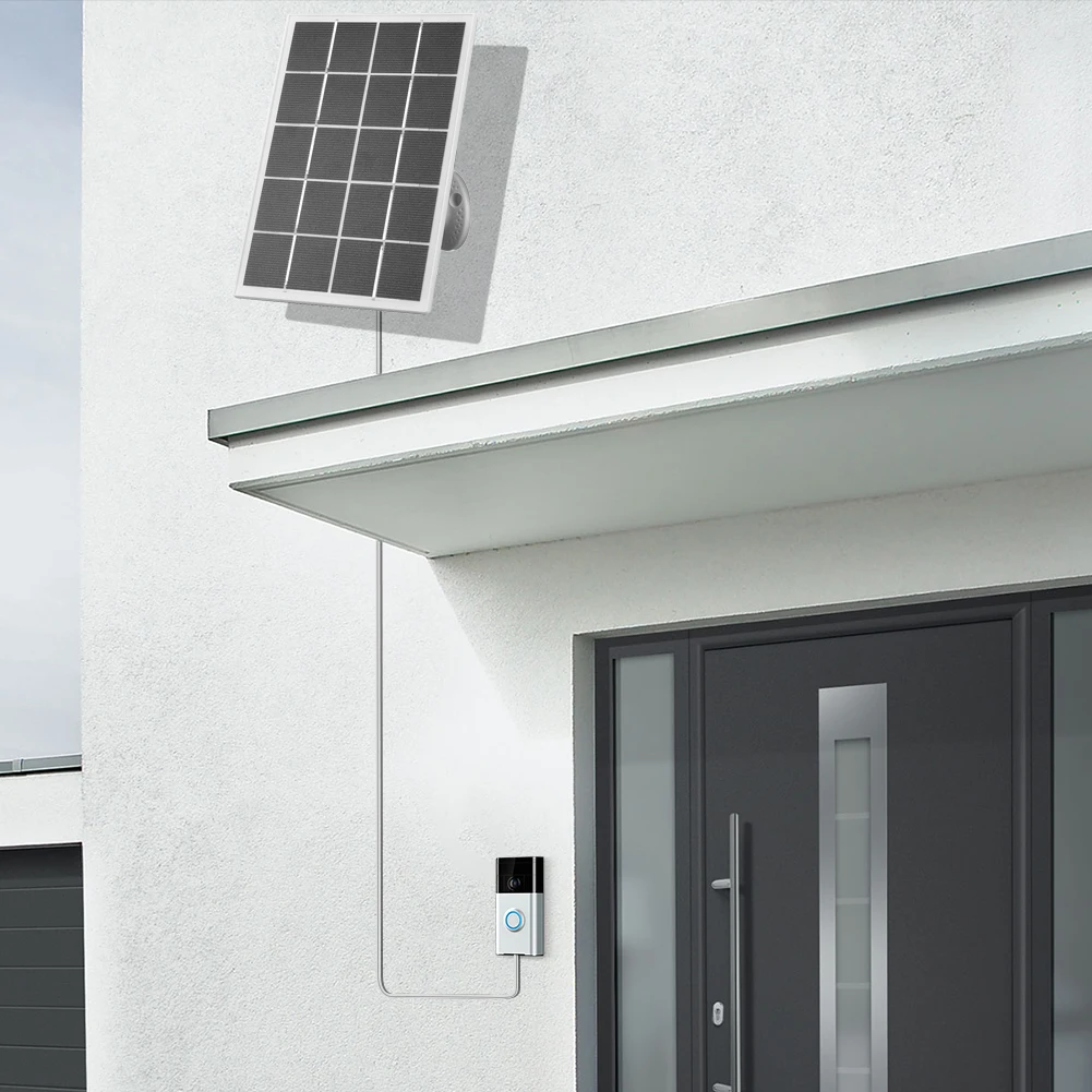 لوحة طاقة شمسية 20 وات لجرس الباب الدائري مجموعة اللوحة الشمسية لجرس باب يتضمن شاشة عرض فيديو 4 3 3 Plus 2 360 ° شاحن شمسي مثبت على الحائط قابل للتعديل #3