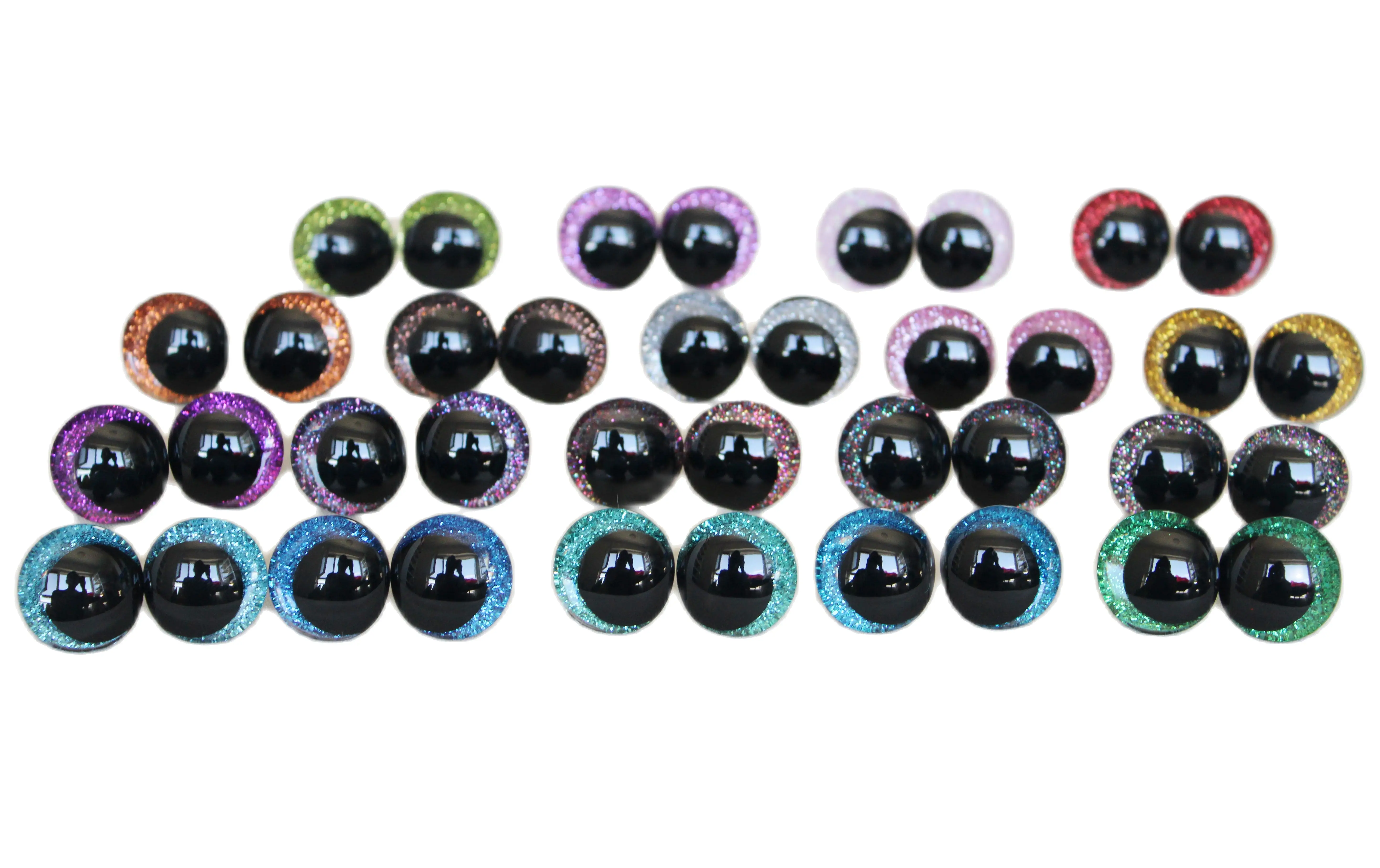 MASCKASEM   5pairs/lot  12mm 14 16 18 20 25mm 30mm new Cartoon 3D glitter toy eyes funnny doll eyes With washer 19colors option