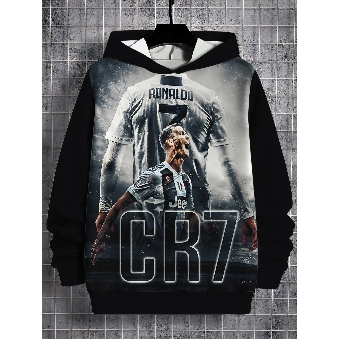 جديد 3D طباعة لاعب كرة القدم جميع المواسم الأطفال عارضة رونالدو البلوز بارد البلوز الأعلى C-Cr7 للجنسين الملابس #2