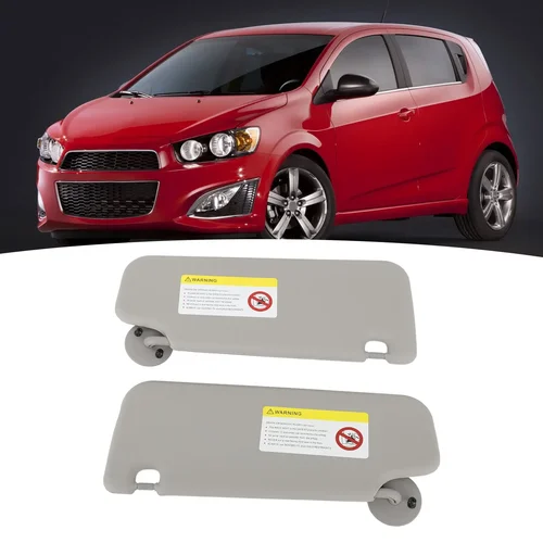 Imagen 1 del producto 1 par de visera solar izquierda derecha con espejo de repuesto para Chevy Sonic Aveo 2012 a 2016 visera solar gris del lado izquierdo del conductor