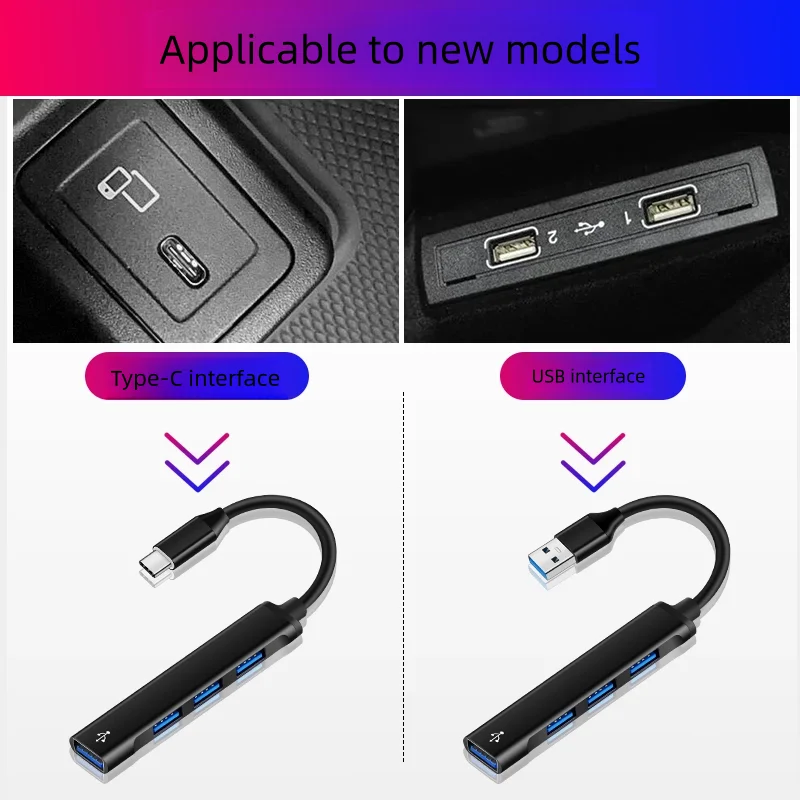 For Fisker EMotion Ocean Car Type-C To 4 in 1 USB Interface Converter Charging Adapter Power Cable Accessories