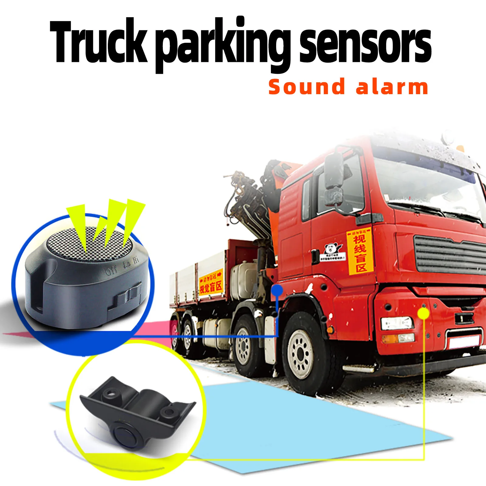 

QXNY Car Parktronic 4 Parking Sensor Kit Backup Radar Reversing DC 24V for Truck Van Pickups Campar Rv Lorry Trailer Detector