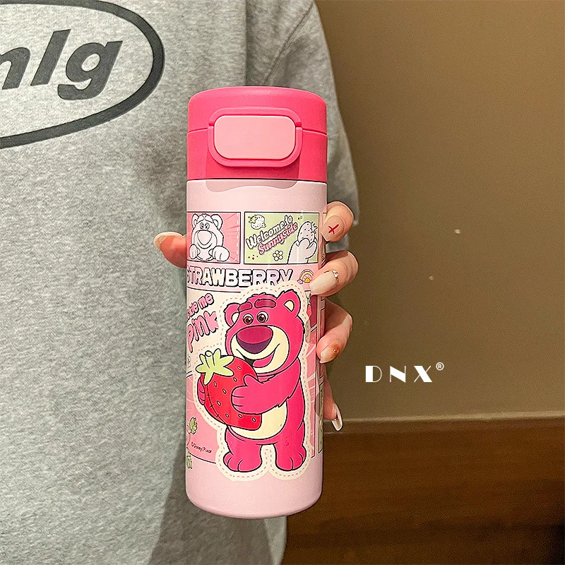 2025 New cartoon strawberry bear children's thermos cup 316 stainless steel school specific kettle 430ml cute thermos cup