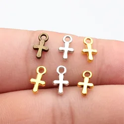 WYSIWYG 40pcs 10x6mm Charms Cross Charms For Jewelry Making DIY Jewelry Findings Antique Silver Color Alloy Charms Pendant