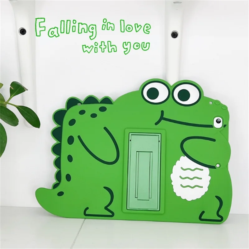 

3D Cute Soft Silicon Green Dinosaur Casefor IPad Pro 11 9.7 10.2 10.5 8th Air 5 IPad Mini 4 Shockproof Stand Cover Tablet Cases