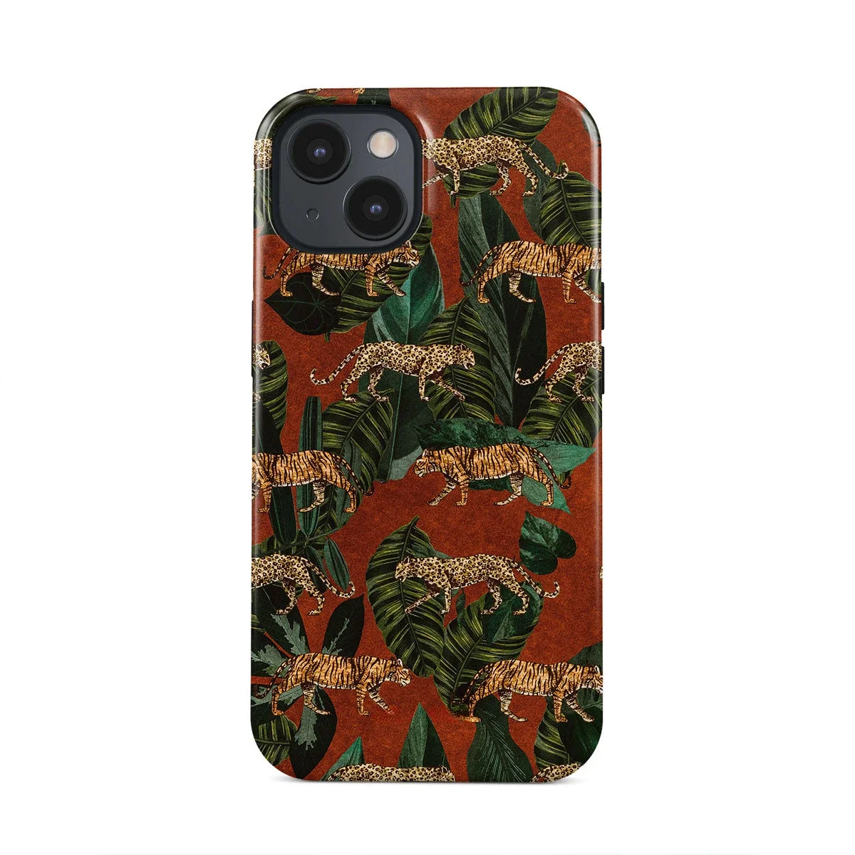 Tropical Jungle Animals Leopards Red Case for IPHONE 16ProMax 15 14 13 12 11 PRO Plus Acrylic TPU Two in One Magnetic Cases