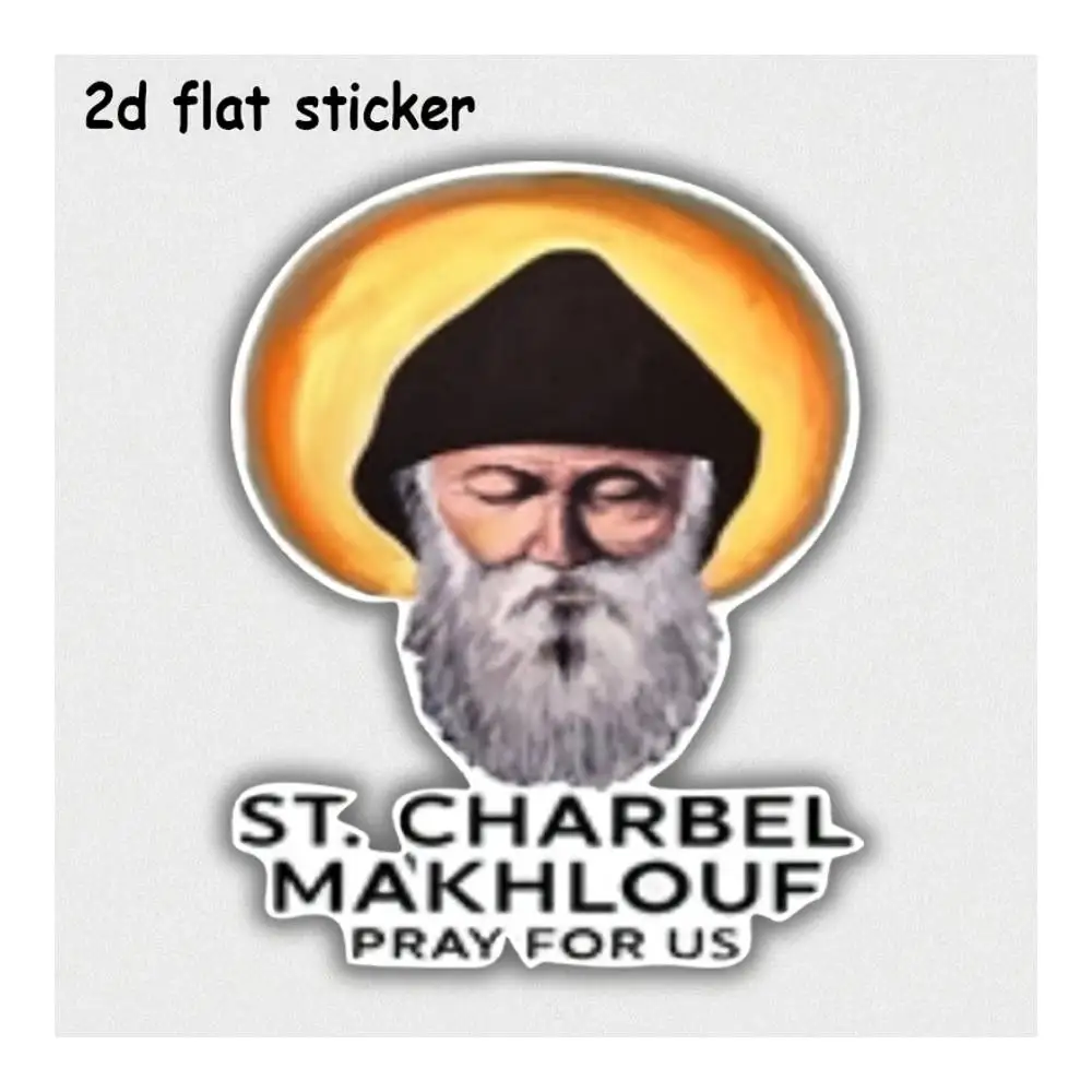 St Charbel Makhlouf Icon Vinyl Sticker Durable Adhesive Decal For Car Laptop Window Door Fridge Water Bottle
