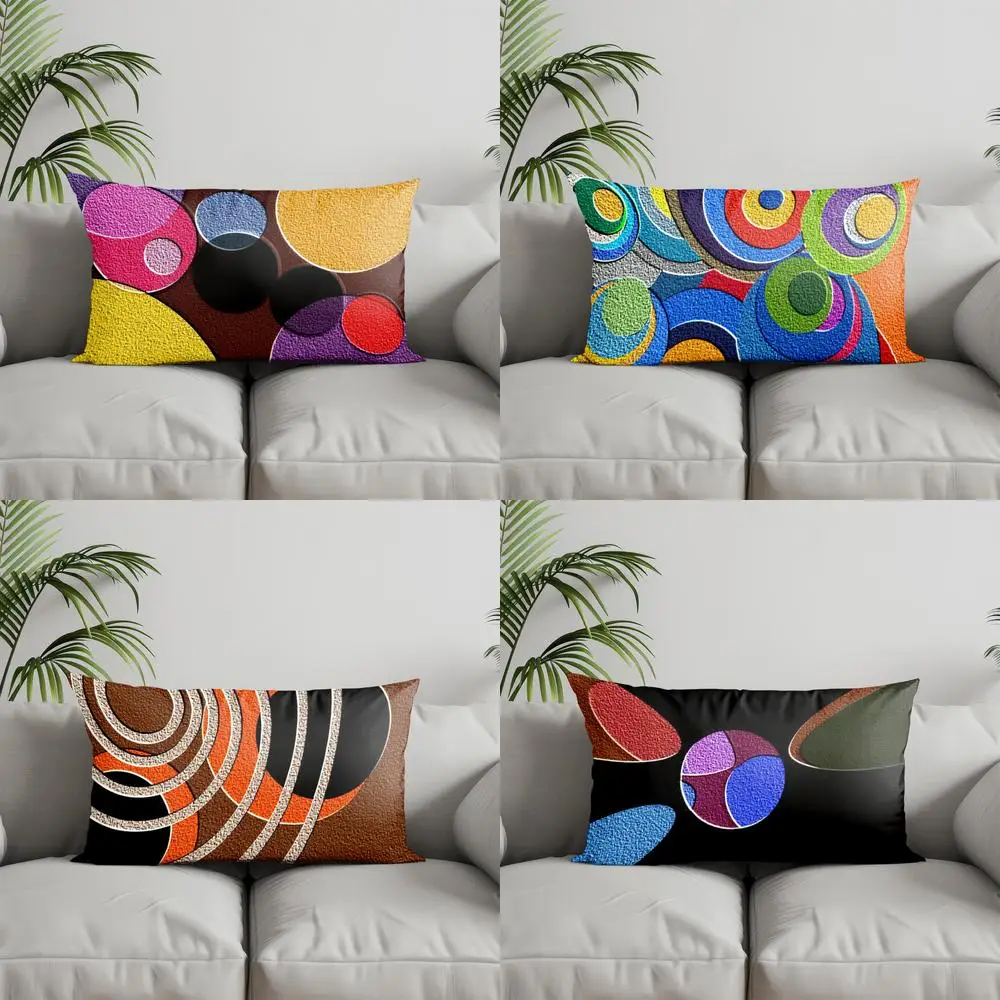 

Home Decor Colorful Geometric Pattern Cushion Suitable For Sofa Bedroom Car Pillow Cover Cushion Rectangular Back Cushion